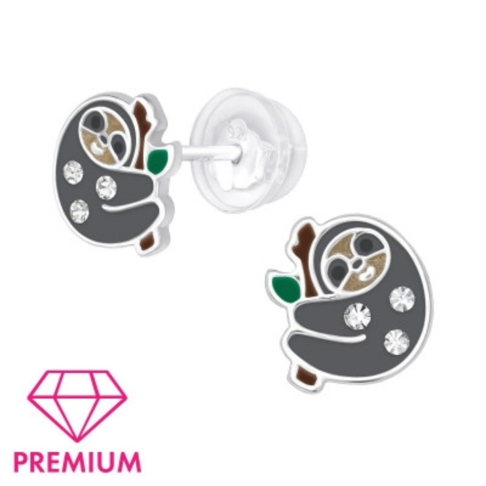Premium Children's Silver Sloth Ear Studs